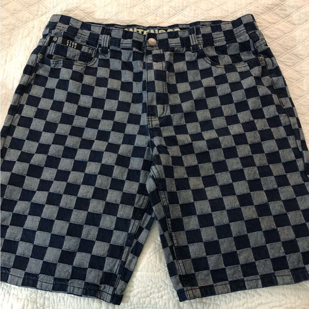 Men's Contender Checkerboard Denim Shorts - Blue